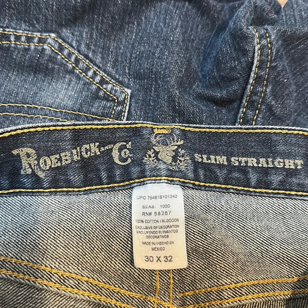 Slim straight Roebuck and Co Dark Blue Jeans Size 32X30